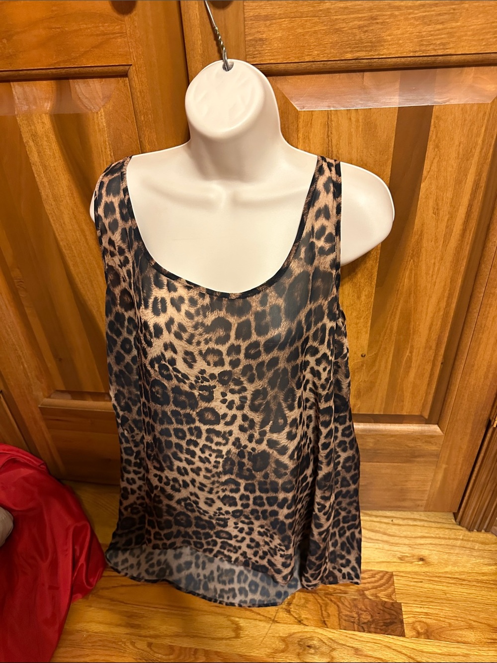 Leopard Print Sleeveless Camisole Tank Top - Brown/Black